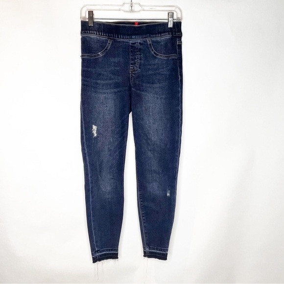 Spanx | Distressed Ankle Skinny Jeans, Medium Wash - Picture 2 of 8